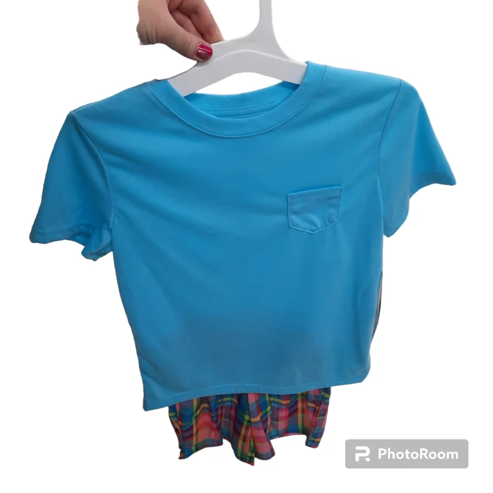 Cat & Jack Kids Pajamas Plaid Shorts Blue Top Size 8 NEW Gift Idea Easter